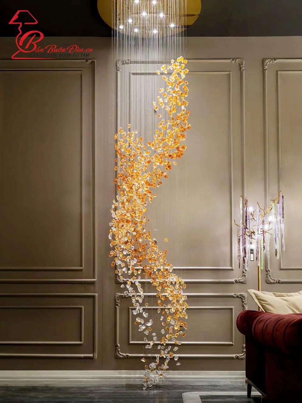 Đèn Chùm Thông Tầng 9088 Pha Lê Crystal D800*H3000