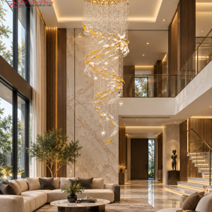 Đèn Chùm Thông Tầng Lá Pha Lê BY2613 D1000xH3600 - TTT36